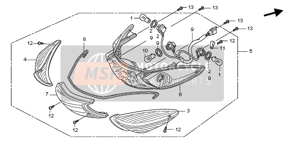 Honda SH125S 2008 Luz de combinación trasera para un 2008 Honda SH125S